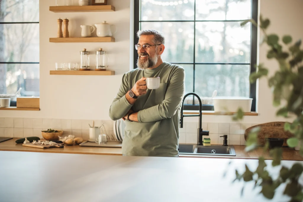 man enjoying a cup of coffee